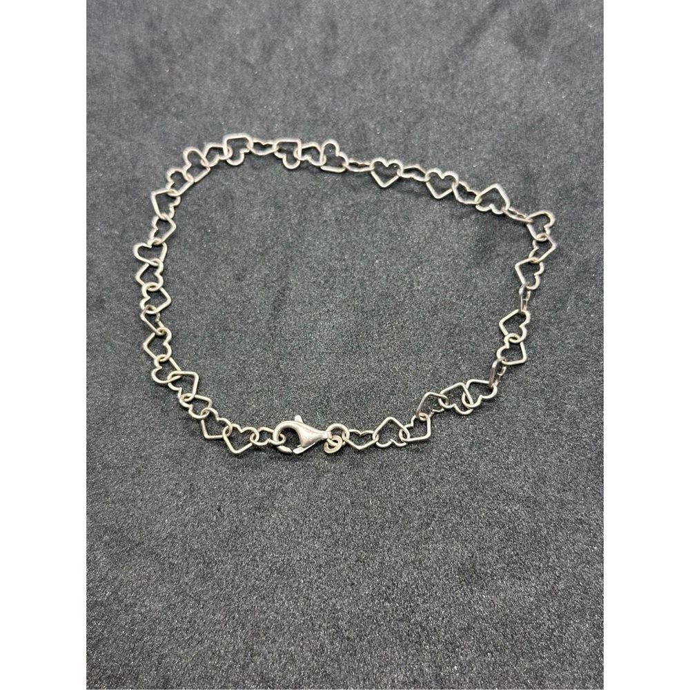 Beautiful RARE VINTAGE 925 Sterling silver heart chain bracelet heart connector